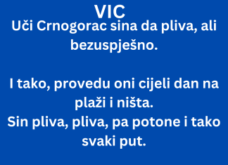 VIC DANA: Uči Crnogorac sina da pliva